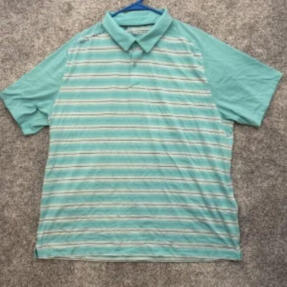Under Armour Polo Shirt Mens 2XL Blue Striped HeatGear Loose Fit Golf SS 1306112 - Picture 1 of 7